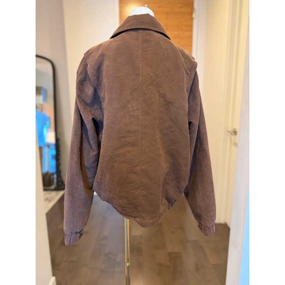 Joseph & Feiss Unisex Brown Suede Bomber Jacket Full Zip Collared Size M - Picture 5 of 9